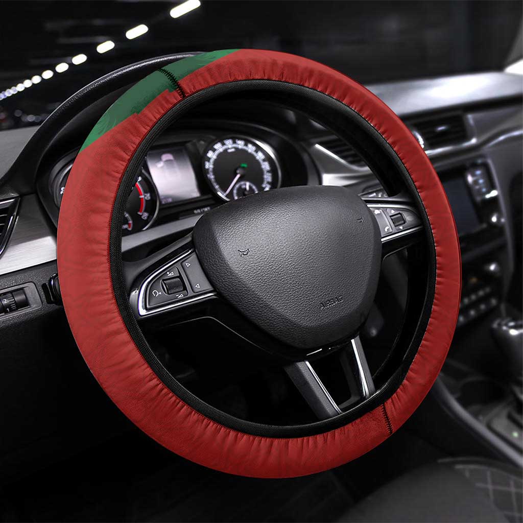Morocco National Football Steering Wheel Cover The Atlas Lions Spirit - Wonder Print Shop