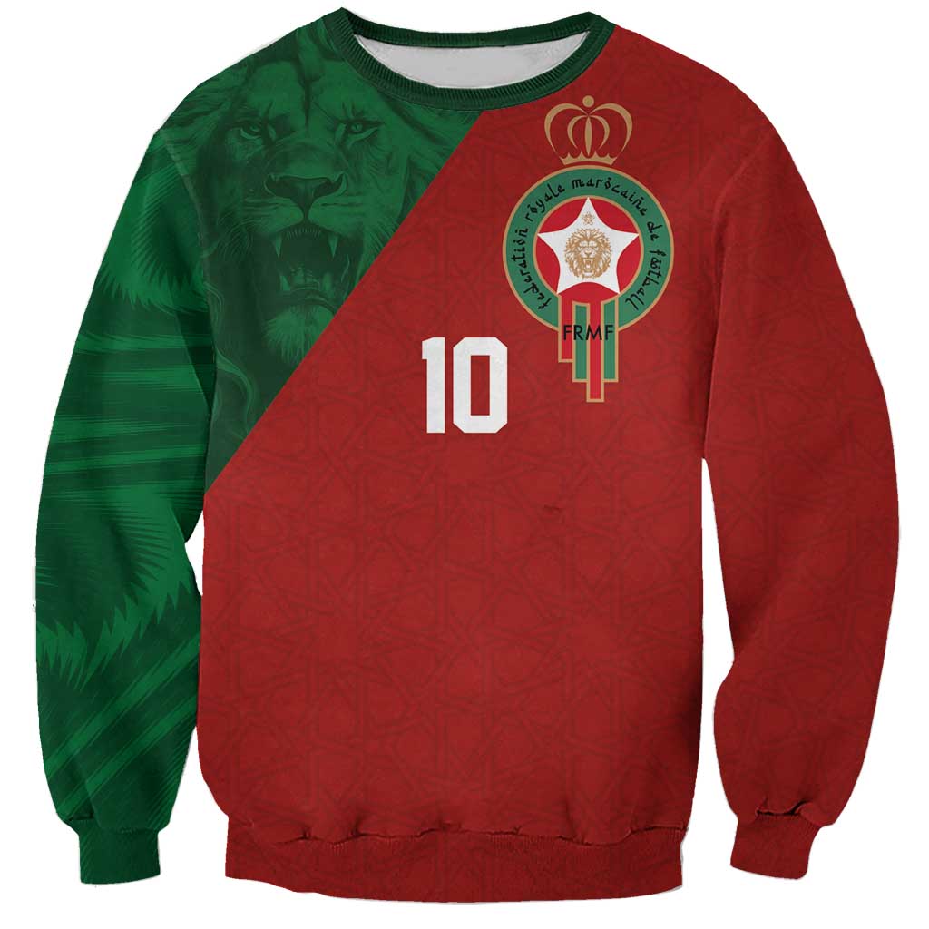Custom Morocco National Football Sweatshirt The Atlas Lions Spirit - Wonder Print Shop