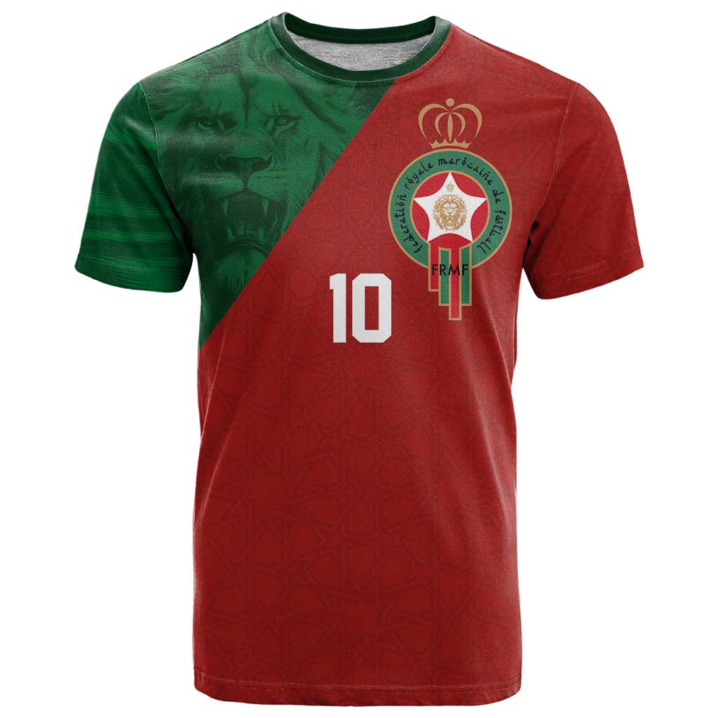 Custom Morocco National Football T Shirt The Atlas Lions Spirit - Wonder Print Shop