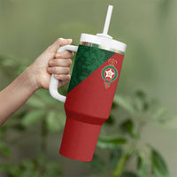 Custom Morocco National Football Tumbler With Handle The Atlas Lions Spirit - Wonder Print Shop
