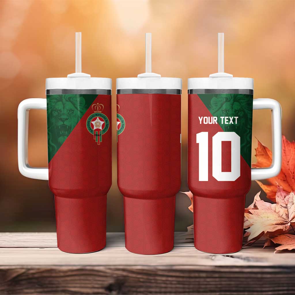 Custom Morocco National Football Tumbler With Handle The Atlas Lions Spirit - Wonder Print Shop
