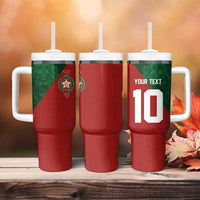 Custom Morocco National Football Tumbler With Handle The Atlas Lions Spirit - Wonder Print Shop