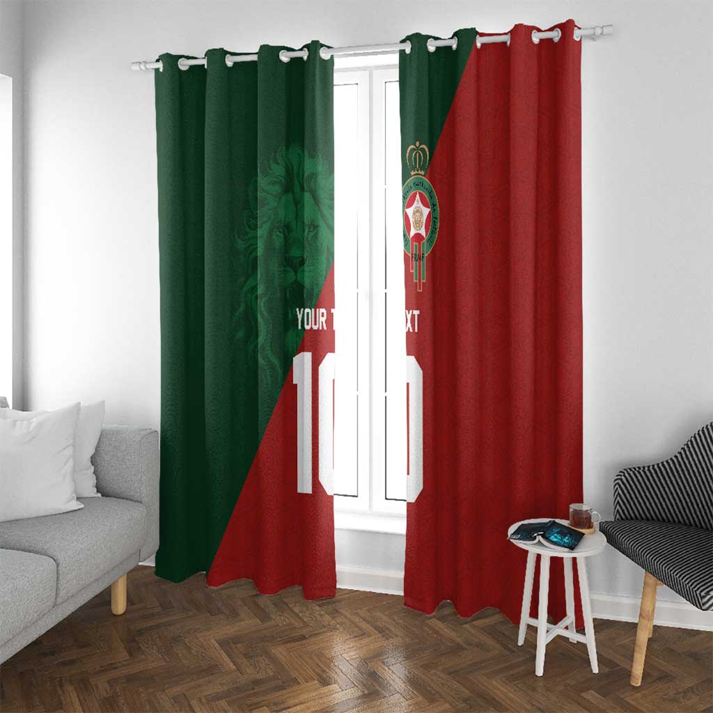 Custom Morocco National Football Window Curtain The Atlas Lions Spirit - Wonder Print Shop