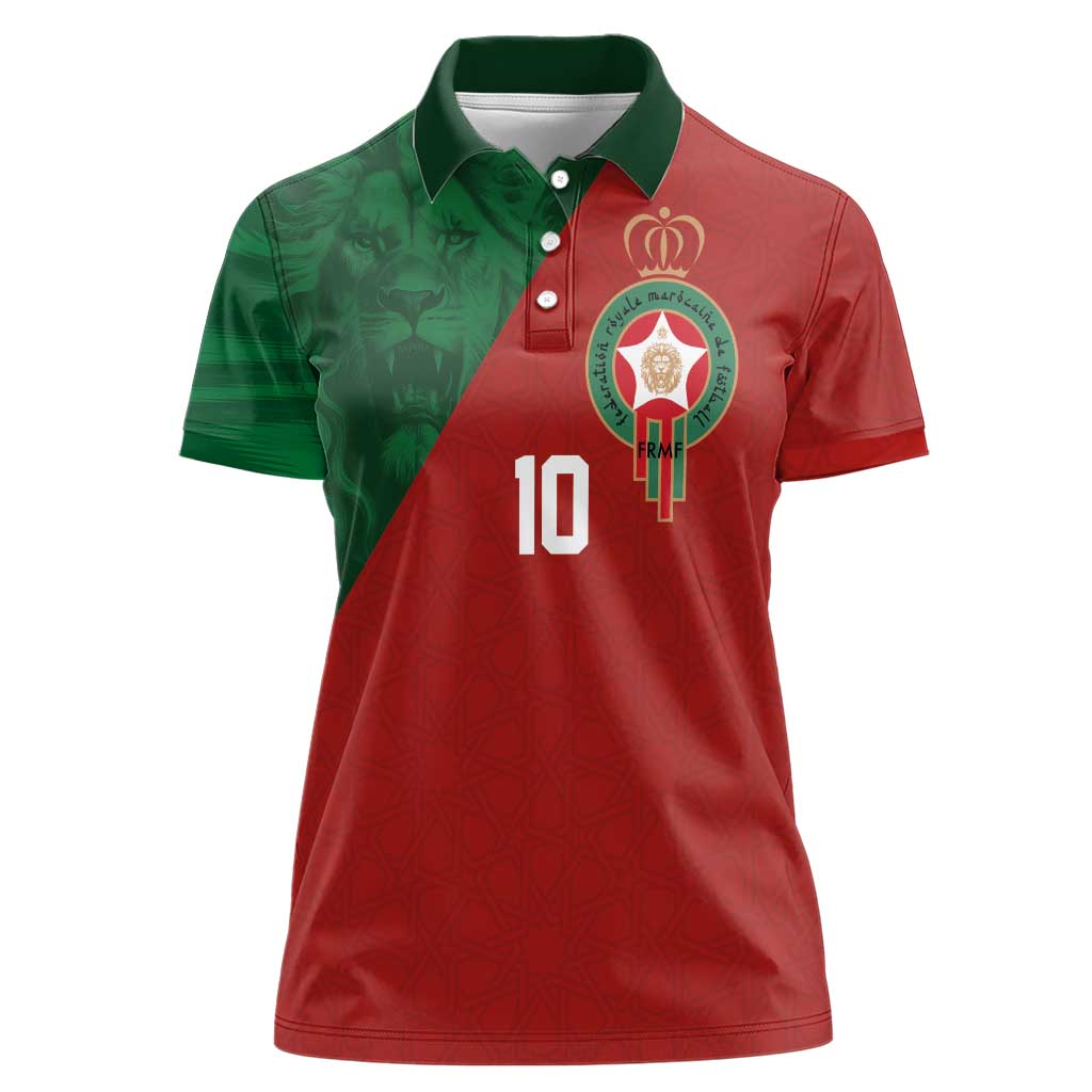 Custom Morocco National Football Women Polo Shirt The Atlas Lions Spirit - Wonder Print Shop