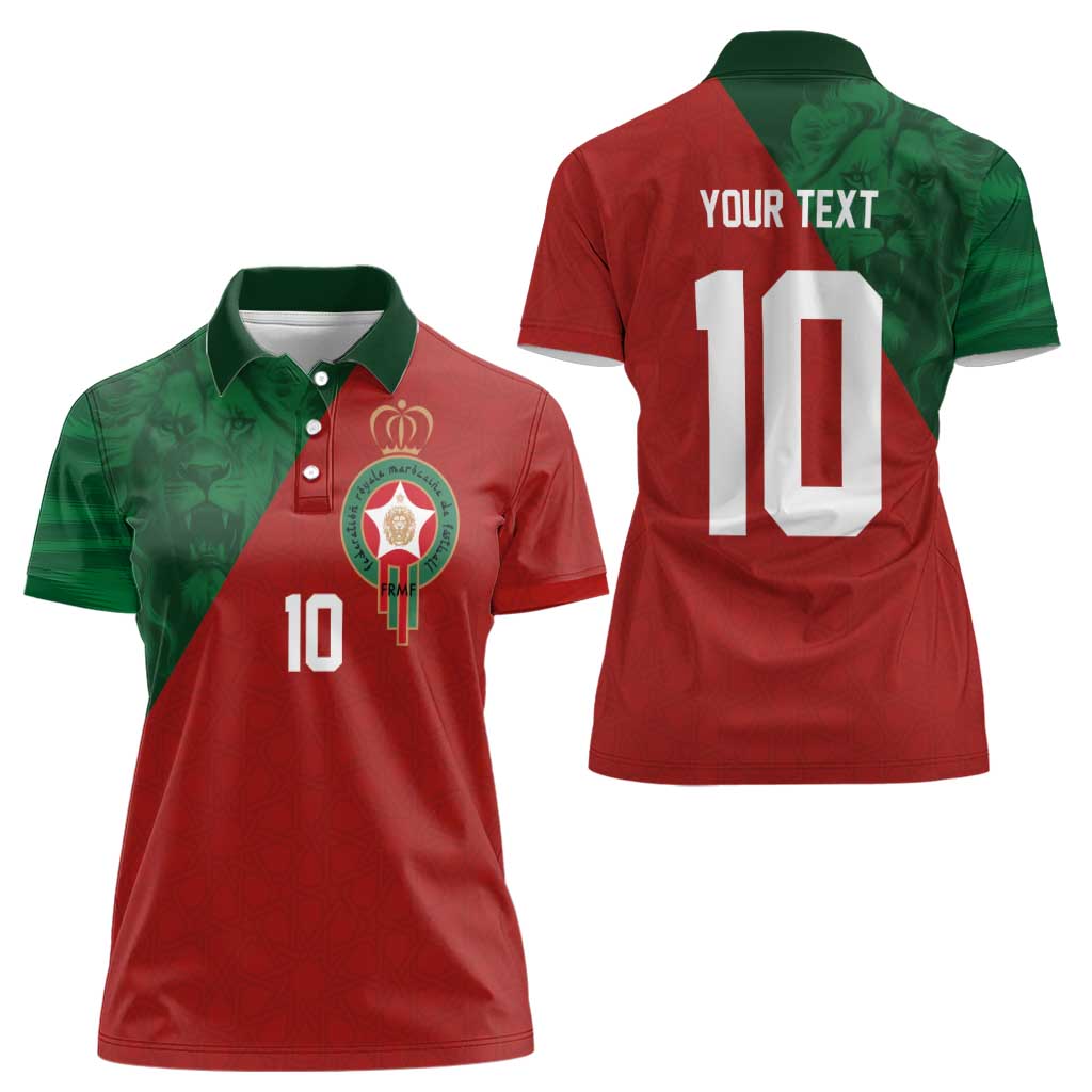 Custom Morocco National Football Women Polo Shirt The Atlas Lions Spirit - Wonder Print Shop