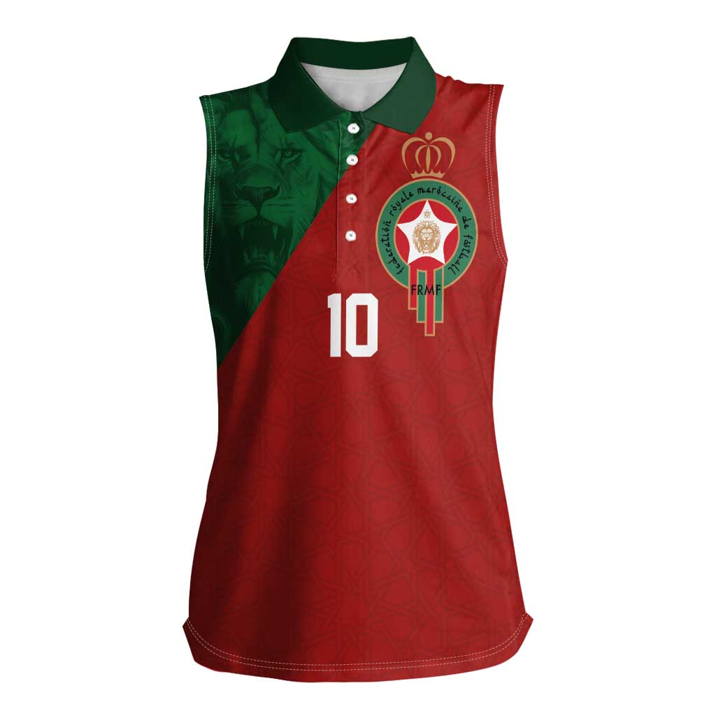 Custom Morocco National Football Women Sleeveless Polo Shirt The Atlas Lions Spirit - Wonder Print Shop
