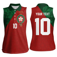 Custom Morocco National Football Women Sleeveless Polo Shirt The Atlas Lions Spirit - Wonder Print Shop