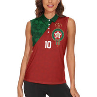Custom Morocco National Football Women Sleeveless Polo Shirt The Atlas Lions Spirit - Wonder Print Shop