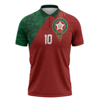 Custom Morocco National Football Zipper Polo Shirt The Atlas Lions Spirit - Wonder Print Shop