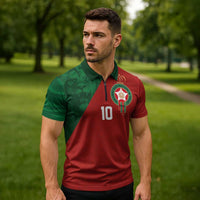 Custom Morocco National Football Zipper Polo Shirt The Atlas Lions Spirit - Wonder Print Shop