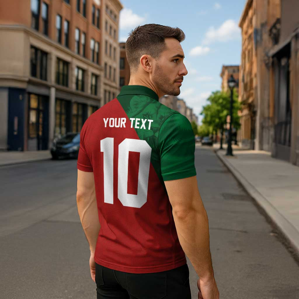Custom Morocco National Football Zipper Polo Shirt The Atlas Lions Spirit - Wonder Print Shop