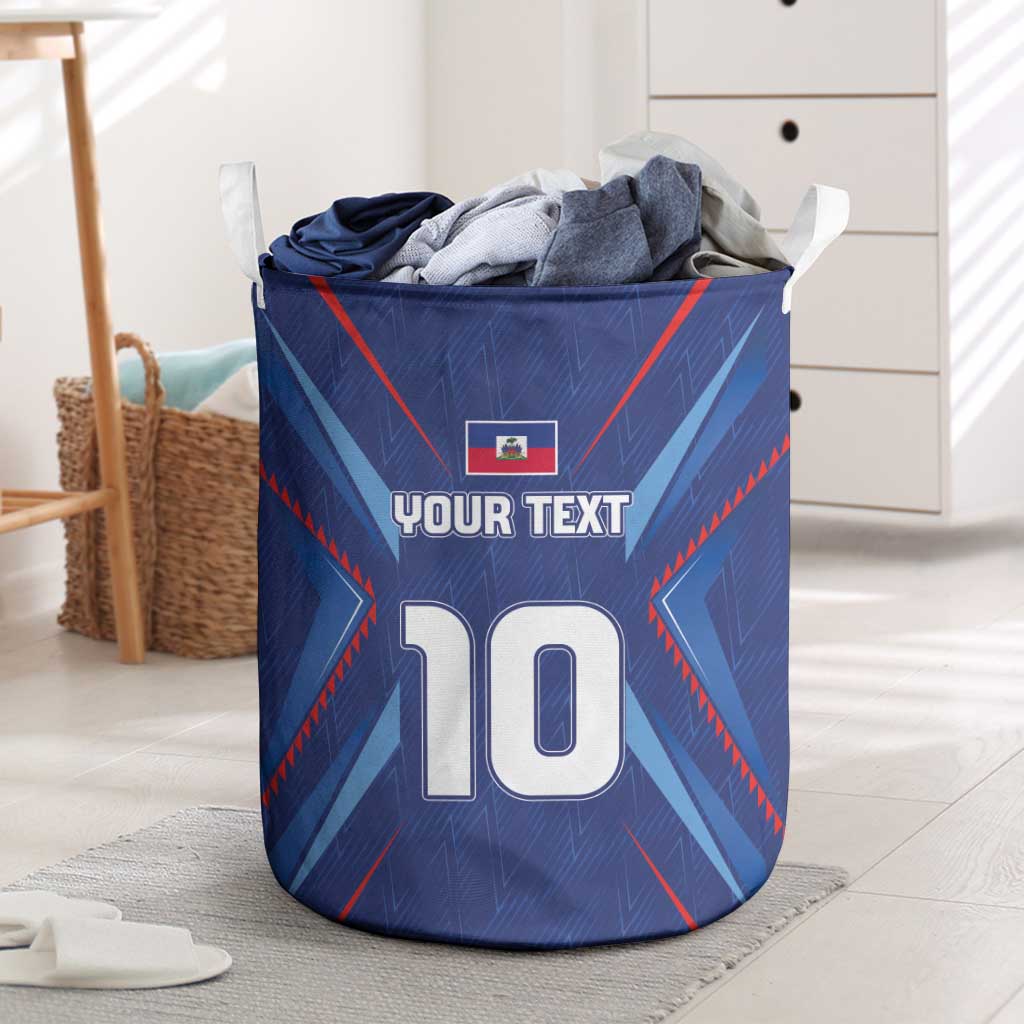 Custom Haiti National Football Laundry Basket Sporty Style - Wonder Print Shop