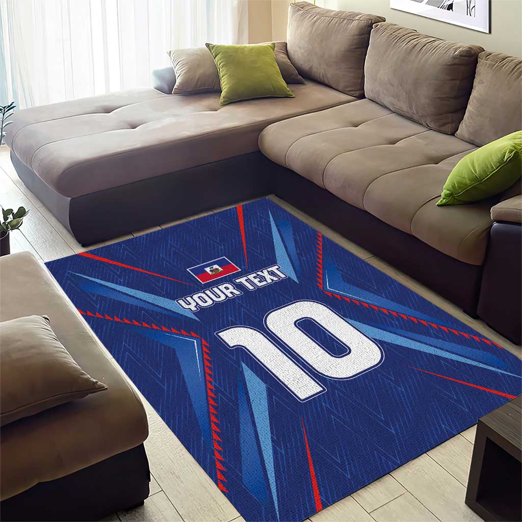 Custom Haiti National Football Area Rug Sporty Style - Wonder Print Shop