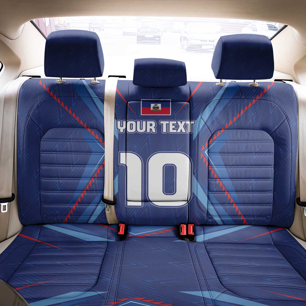 Custom Haiti National Football Back Car Seat Cover Sporty Style - Wonder Print Shop