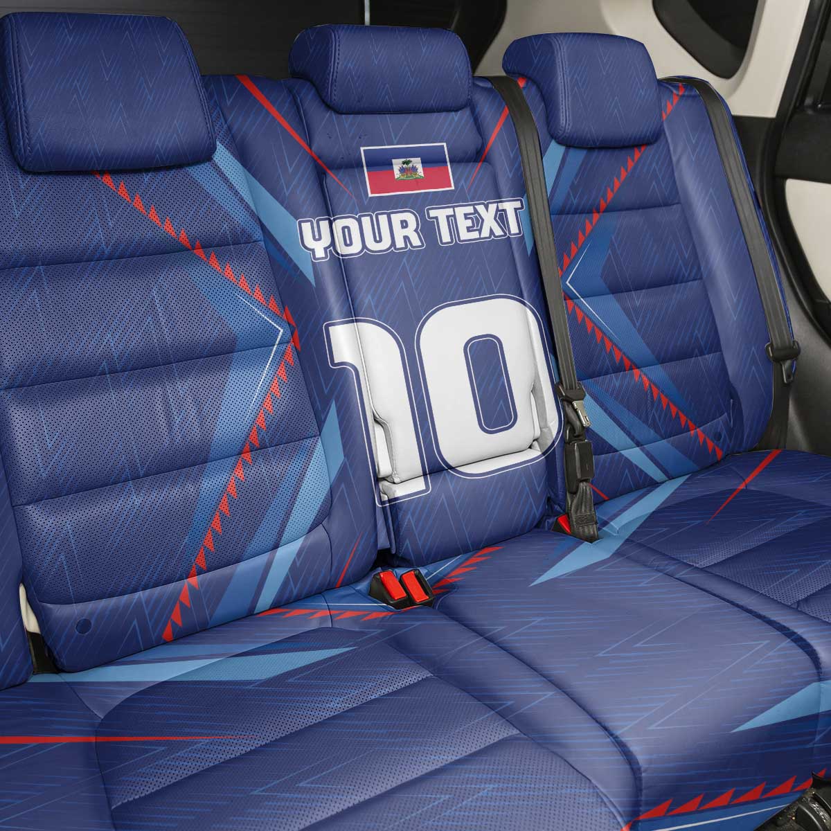 Custom Haiti National Football Back Car Seat Cover Sporty Style - Wonder Print Shop