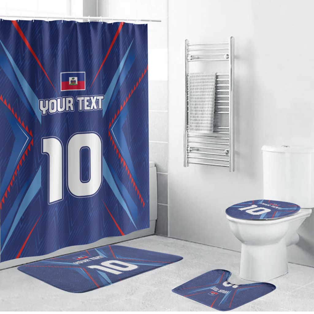 Custom Haiti National Football Bathroom Set Sporty Style - Wonder Print Shop