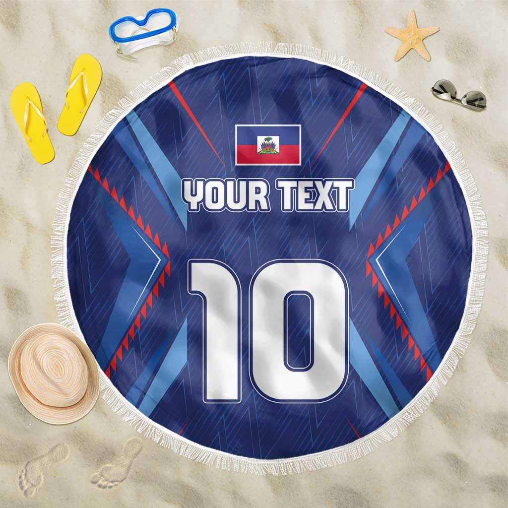 Custom Haiti National Football Beach Blanket Sporty Style - Wonder Print Shop