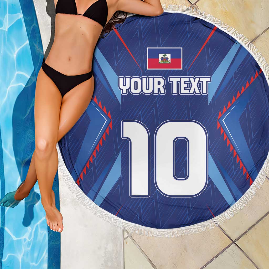 Custom Haiti National Football Beach Blanket Sporty Style - Wonder Print Shop