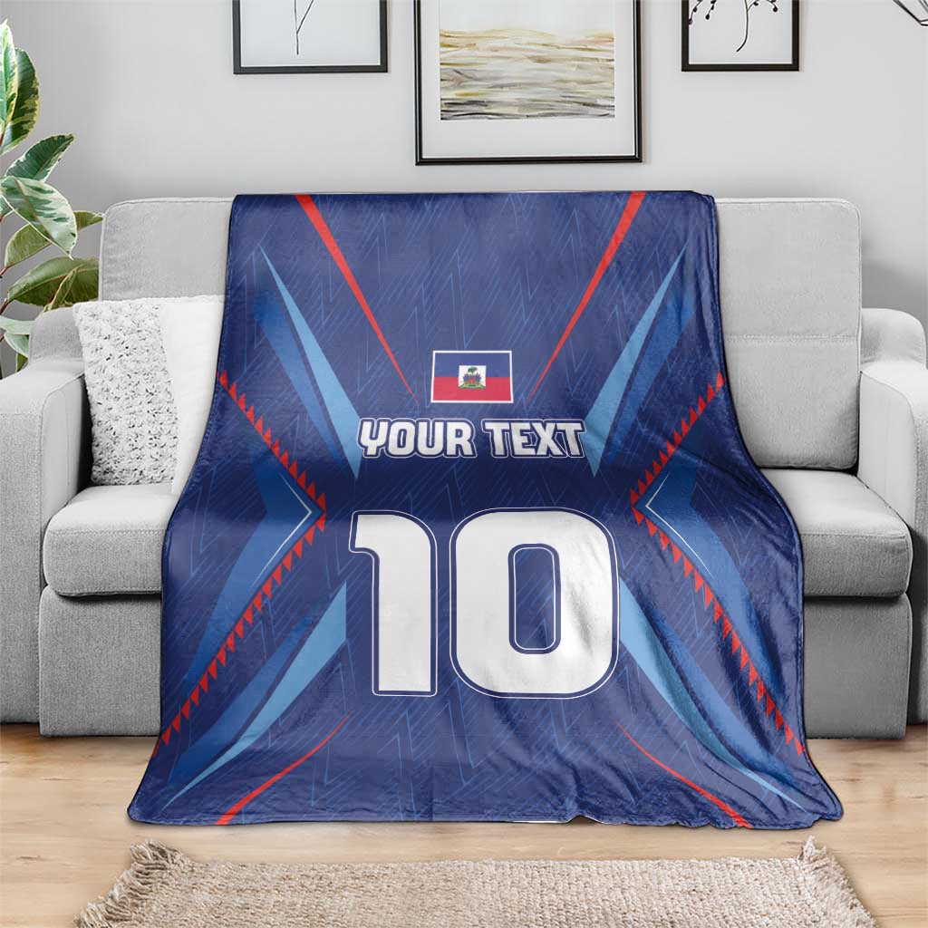 Custom Haiti National Football Blanket Sporty Style - Wonder Print Shop