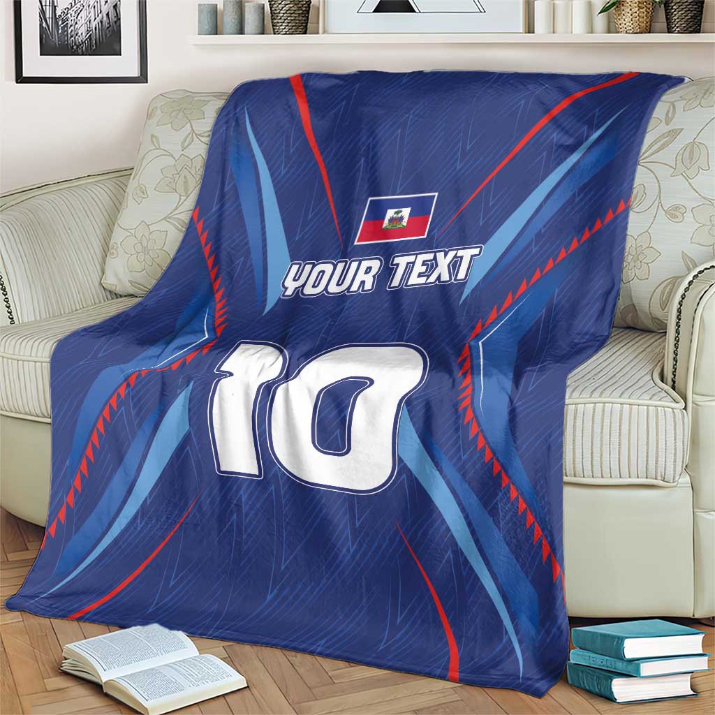 Custom Haiti National Football Blanket Sporty Style - Wonder Print Shop