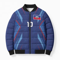 Custom Haiti National Football Bomber Puffer Jacket Sporty Style - Wonder Print Shop