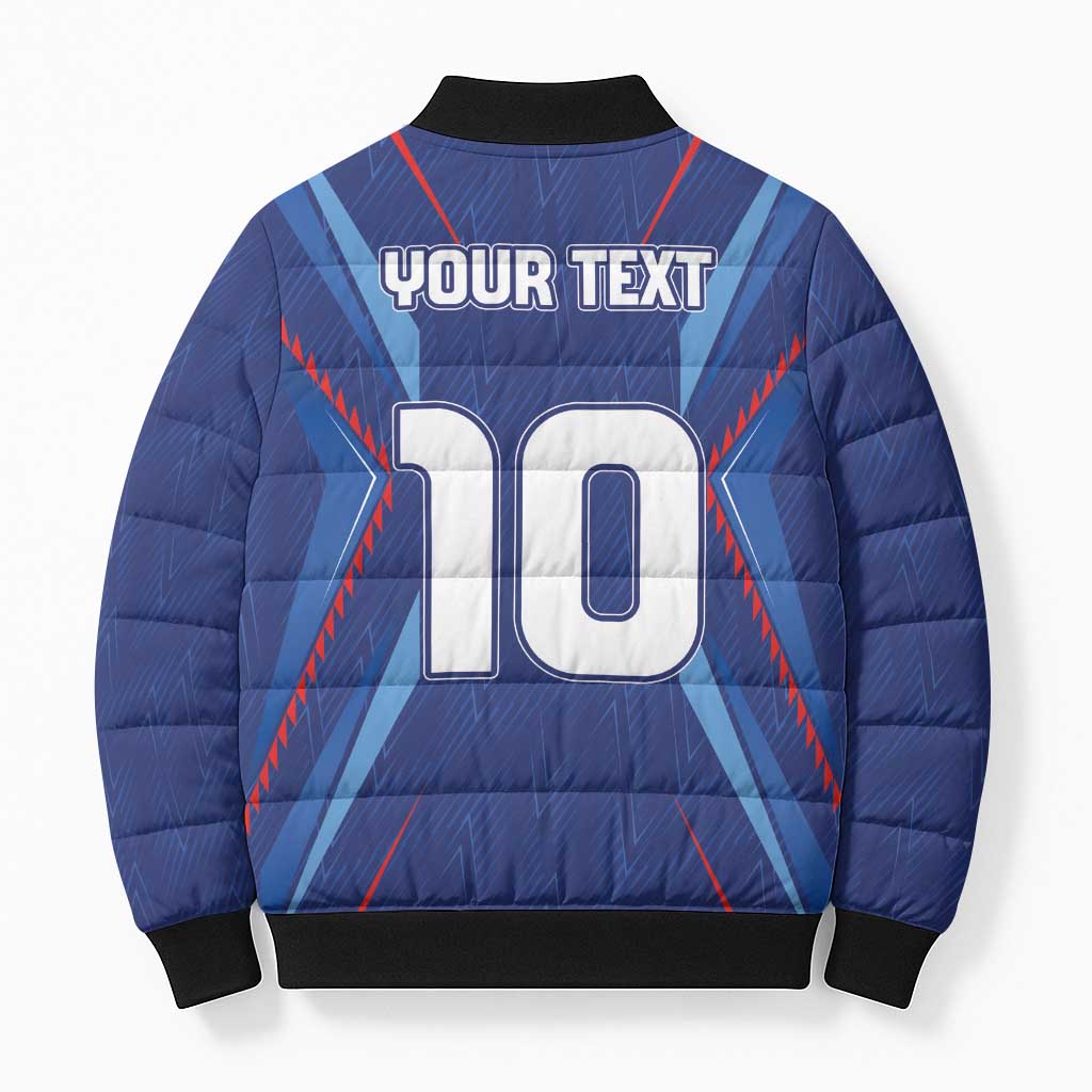 Custom Haiti National Football Bomber Puffer Jacket Sporty Style - Wonder Print Shop