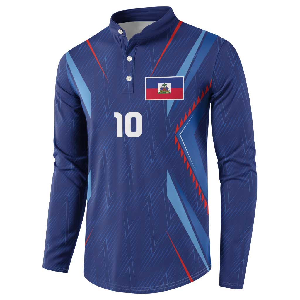 Custom Haiti National Football Button Sweatshirt Sporty Style - Wonder Print Shop
