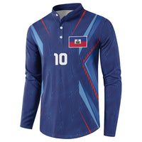 Custom Haiti National Football Button Sweatshirt Sporty Style - Wonder Print Shop