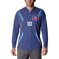 Custom Haiti National Football Button Sweatshirt Sporty Style - Wonder Print Shop