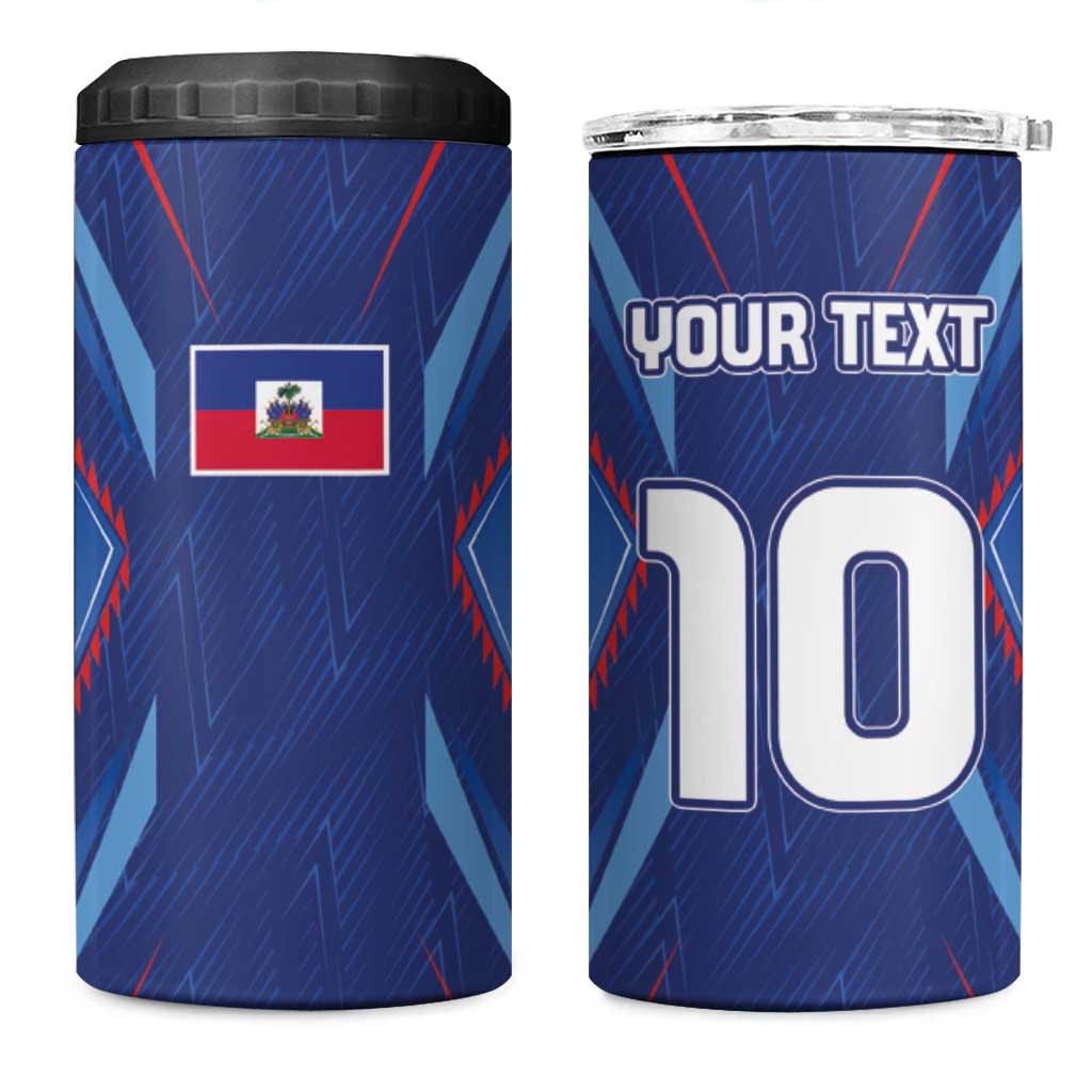 Custom Haiti National Football 4 in 1 Can Cooler Tumbler Sporty Style - Wonder Print Shop