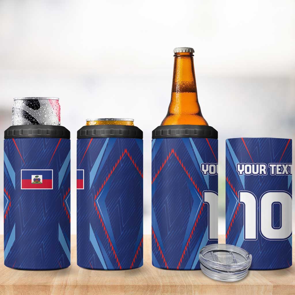 Custom Haiti National Football 4 in 1 Can Cooler Tumbler Sporty Style - Wonder Print Shop