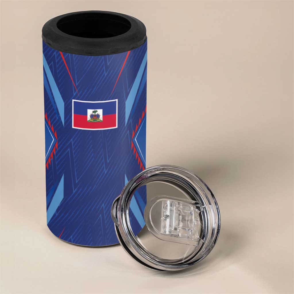Custom Haiti National Football 4 in 1 Can Cooler Tumbler Sporty Style - Wonder Print Shop