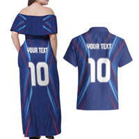 Custom Haiti National Football Couples Matching Off Shoulder Maxi Dress and Hawaiian Shirt Sporty Style - Wonder Print Shop