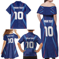 Custom Haiti National Football Family Matching Off Shoulder Maxi Dress and Hawaiian Shirt Sporty Style - Wonder Print Shop