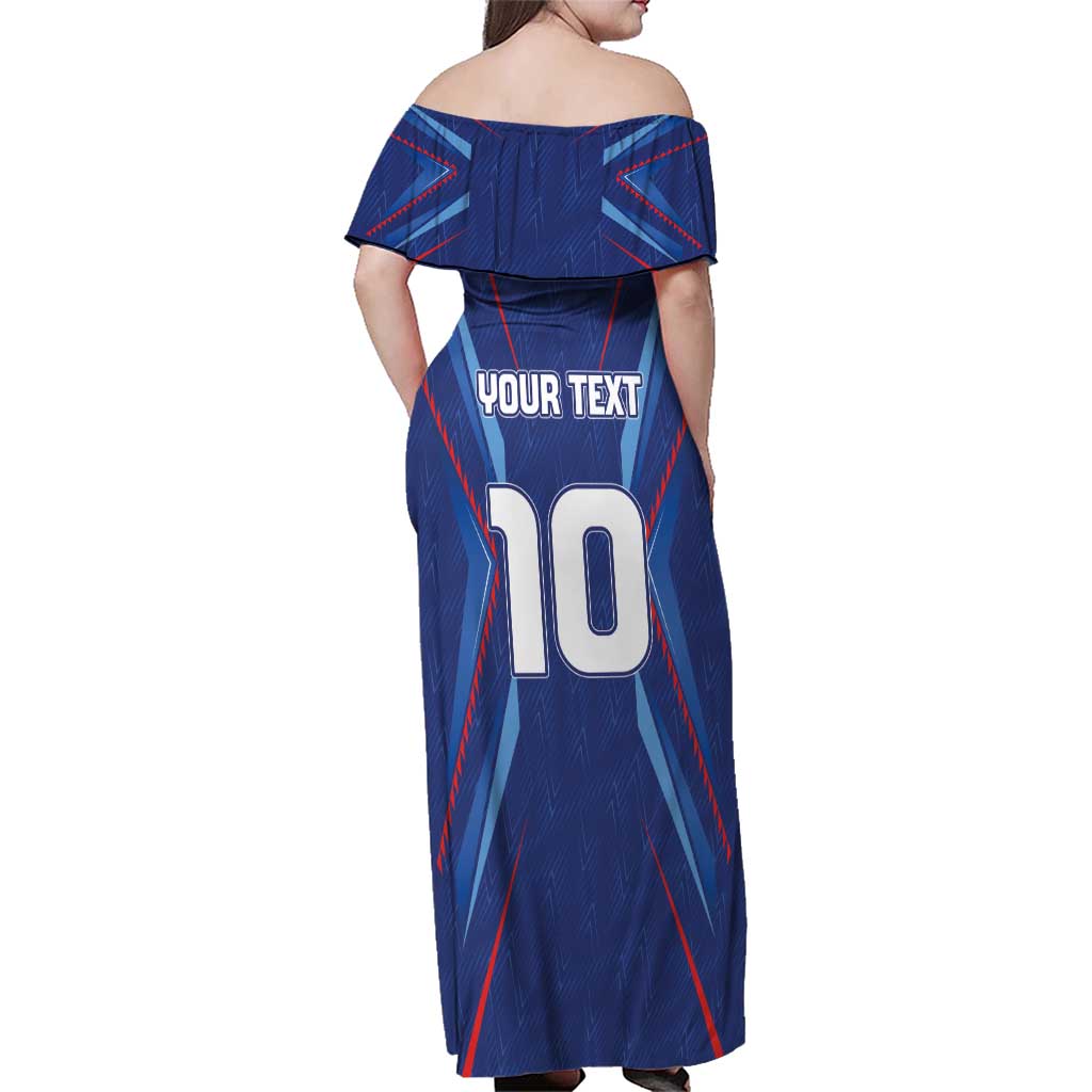 Custom Haiti National Football Family Matching Off Shoulder Maxi Dress and Hawaiian Shirt Sporty Style - Wonder Print Shop