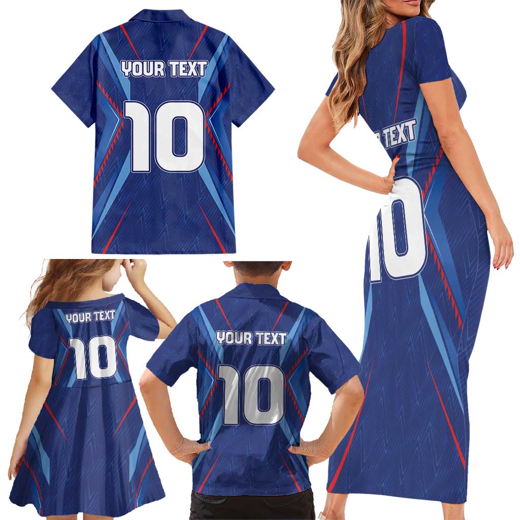 Custom Haiti National Football Family Matching Short Sleeve Bodycon Dress and Hawaiian Shirt Sporty Style - Wonder Print Shop