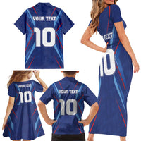 Custom Haiti National Football Family Matching Short Sleeve Bodycon Dress and Hawaiian Shirt Sporty Style - Wonder Print Shop