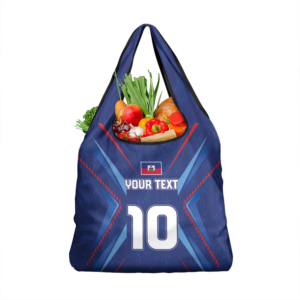 Custom Haiti National Football Grocery Bag Sporty Style - Wonder Print Shop