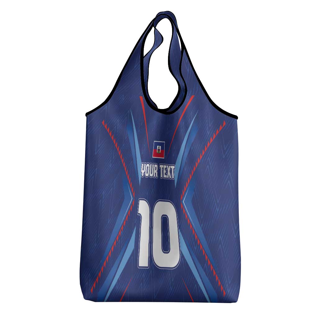Custom Haiti National Football Grocery Bag Sporty Style - Wonder Print Shop