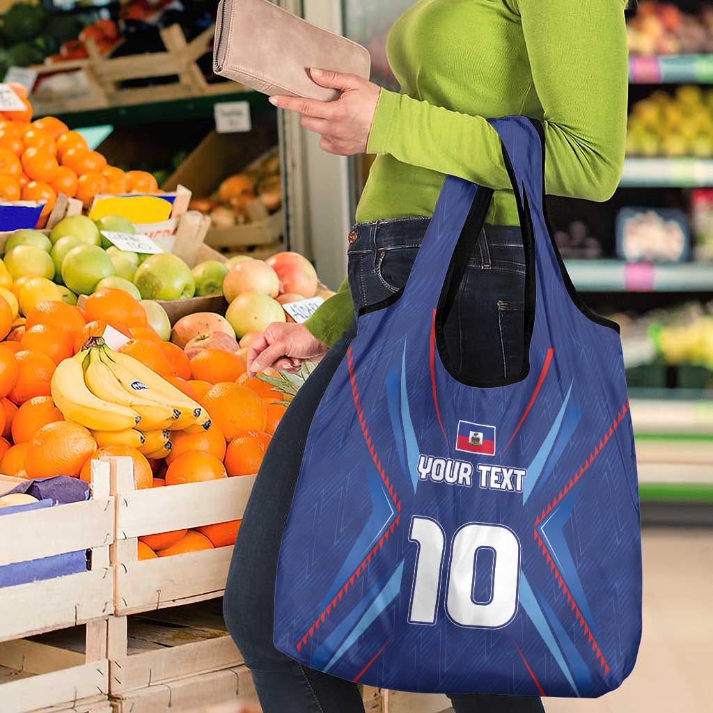 Custom Haiti National Football Grocery Bag Sporty Style - Wonder Print Shop