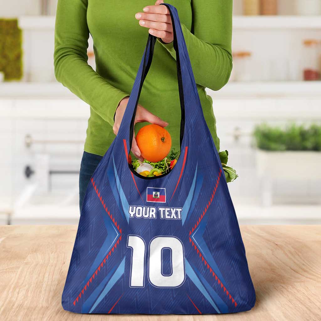 Custom Haiti National Football Grocery Bag Sporty Style - Wonder Print Shop