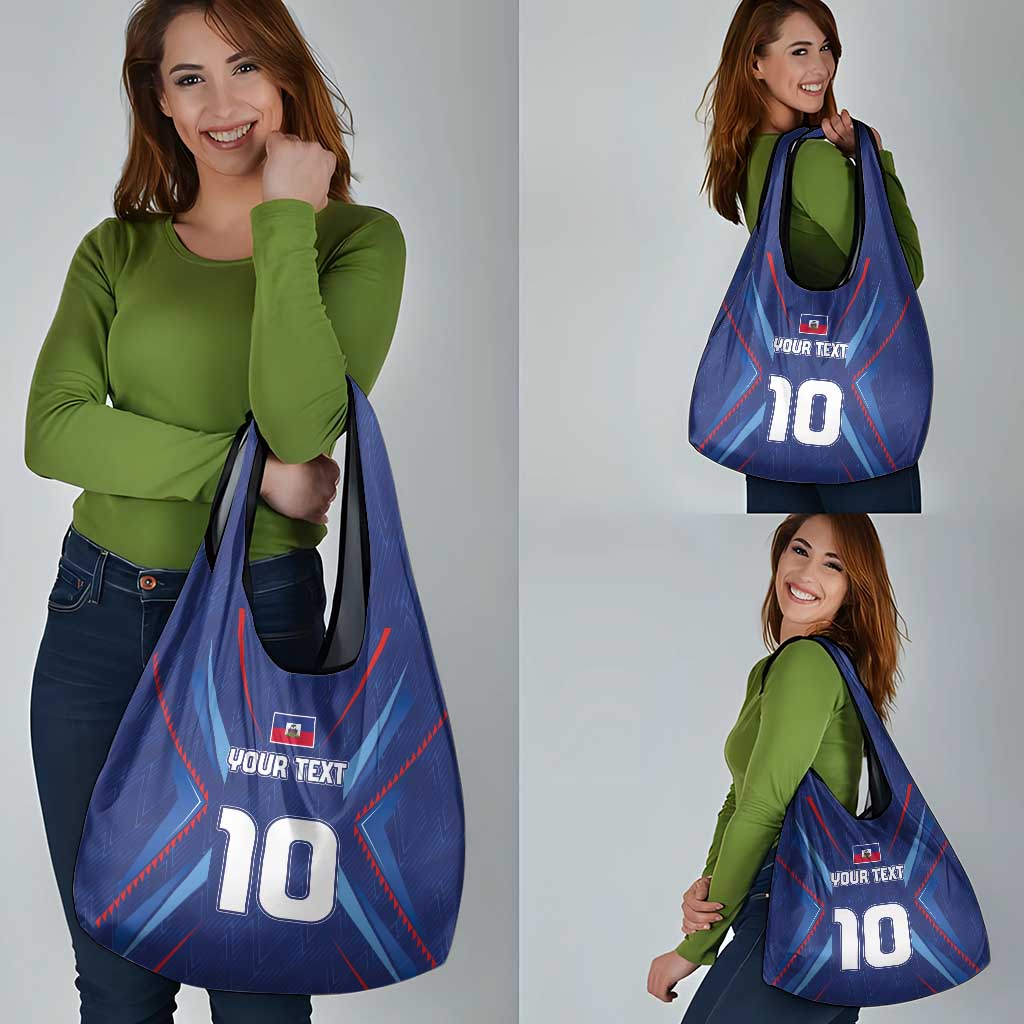 Custom Haiti National Football Grocery Bag Sporty Style - Wonder Print Shop