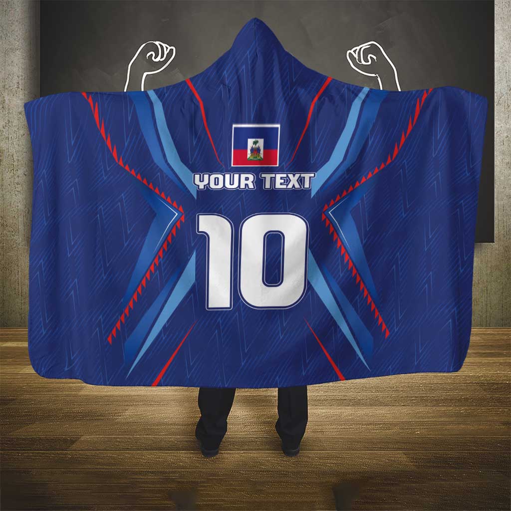 Custom Haiti National Football Hooded Blanket Sporty Style - Wonder Print Shop