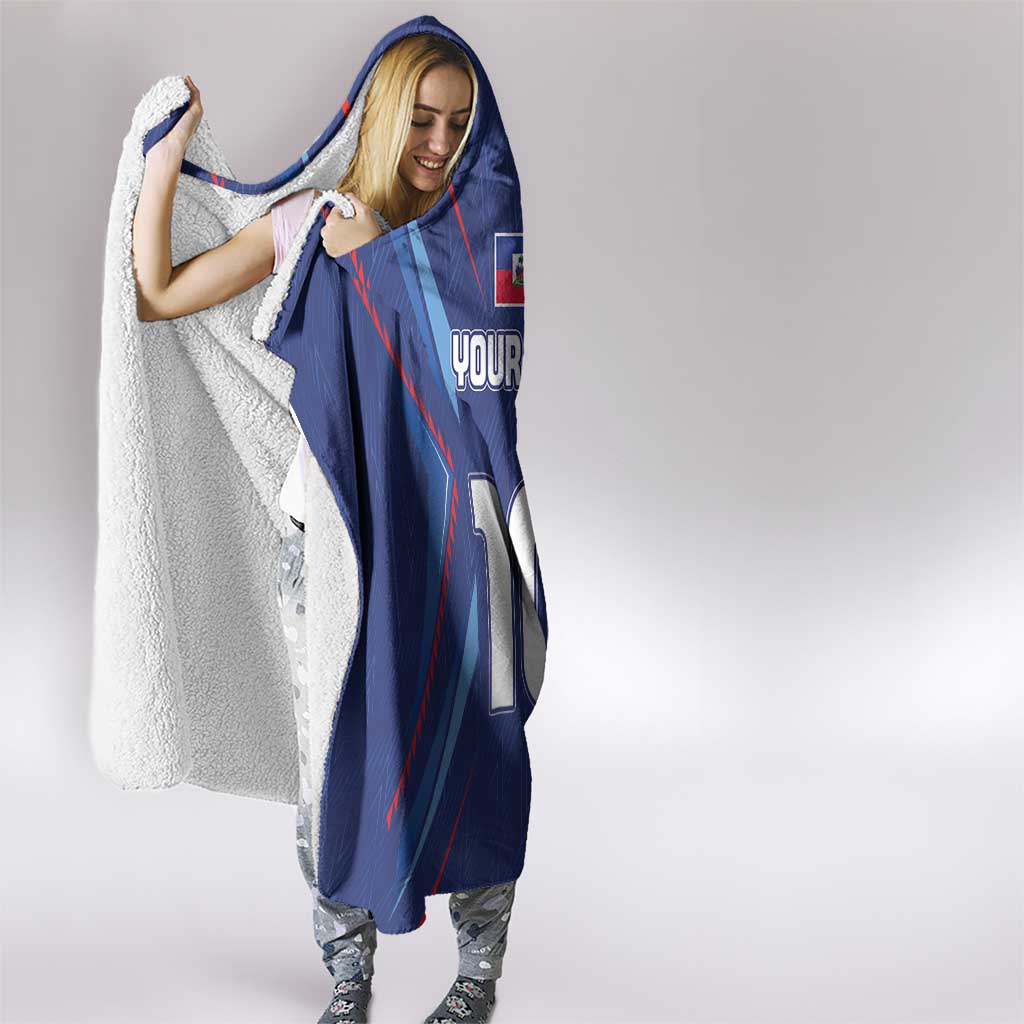 Custom Haiti National Football Hooded Blanket Sporty Style - Wonder Print Shop