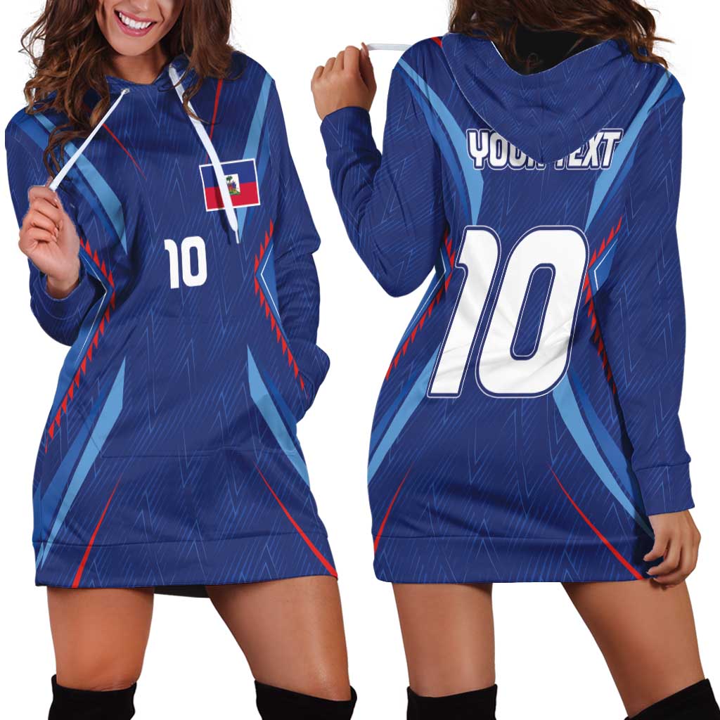 Custom Haiti National Football Hoodie Dress Sporty Style - Wonder Print Shop