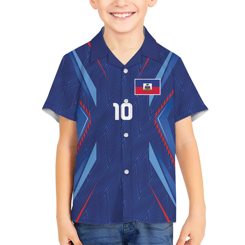 Custom Haiti National Football Kid Hawaiian Shirt Sporty Style - Wonder Print Shop