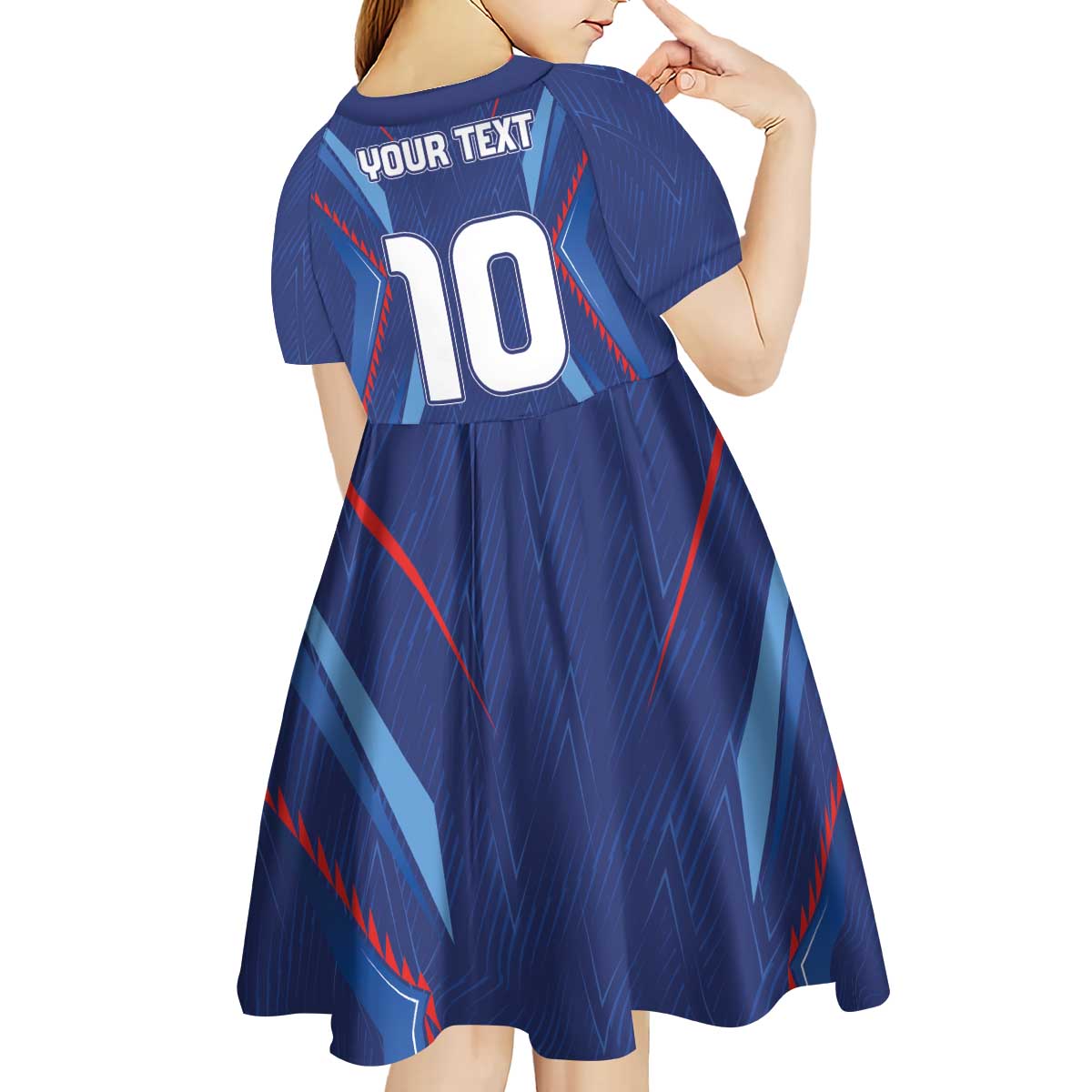 Custom Haiti National Football Kid Short Sleeve Dress Sporty Style - Wonder Print Shop