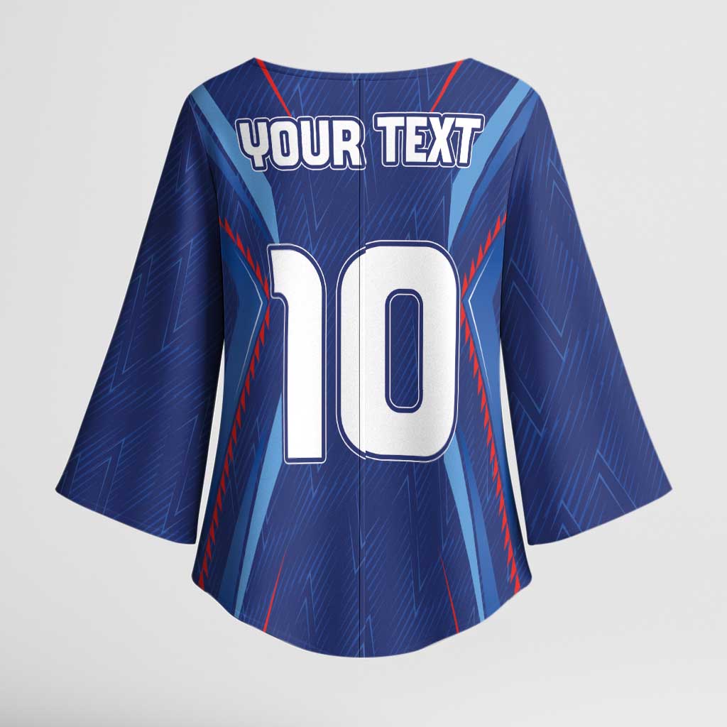 Custom Haiti National Football Kimono Sleeve Blouse Sporty Style - Wonder Print Shop