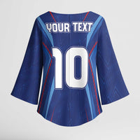 Custom Haiti National Football Kimono Sleeve Blouse Sporty Style - Wonder Print Shop