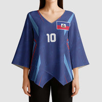 Custom Haiti National Football Kimono Sleeve Blouse Sporty Style - Wonder Print Shop